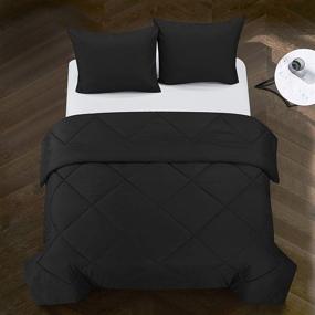 img 4 attached to 🛏️ Casa Logan Ultra-Soft Reversible Microfiber Comforter Set for All Seasons, Twin Size - Easy-Wash Lightweight Bedding in Black