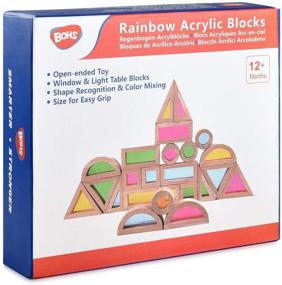 img 4 attached to Vibrant Rainbow Acrylic Blocks: Perfect for Preschoolers