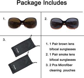 img 1 attached to 🕶️ HYKaada Women's Rhinestones Reader Sunglasses - 2 Pairs of Nearly Invisible Line Bifocal Reading Sunglasses with Free 2 Pouches