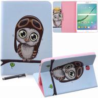 🦉 premium pu leather stand folio case cover for samsung galaxy tab s2 8.0 - brown owl design with card slots and note holder (compatible with sm-t710 t715) logo