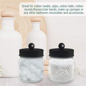 img 1 attached to 🚿 DICOBEE Bathroom Apothecary Jars Set - Rustic Vanity Storage Organizer Canister with Black Stainless Steel Lids (2 Pack) - Ideal for Organizing Cotton Swabs, Bath Salts, and Rounds