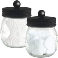 🚿 dicobee bathroom apothecary jars set - rustic vanity storage organizer canister with black stainless steel lids (2 pack) - ideal for organizing cotton swabs, bath salts, and rounds logo
