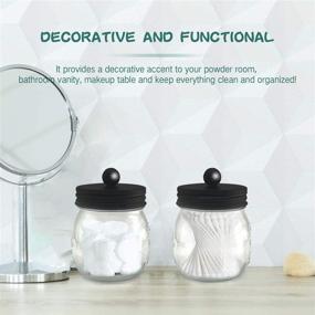 img 2 attached to 🚿 DICOBEE Bathroom Apothecary Jars Set - Rustic Vanity Storage Organizer Canister with Black Stainless Steel Lids (2 Pack) - Ideal for Organizing Cotton Swabs, Bath Salts, and Rounds