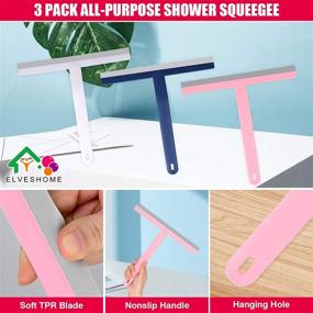 img 3 attached to 🚿 3 Pack Shower Squeegee for Glass Doors, Car Windows, and Bathrooms - Silicone Handle, Streak-Free Cleaning, Fogless Brushed Design - All-Purpose, Hang Hole Mirror Cleaner