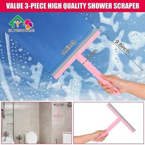 img 1 attached to 🚿 3 Pack Shower Squeegee for Glass Doors, Car Windows, and Bathrooms - Silicone Handle, Streak-Free Cleaning, Fogless Brushed Design - All-Purpose, Hang Hole Mirror Cleaner