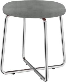 img 3 attached to 💺 Stylish Hillsdale Regan Round Backless Metal Vanity Stool with Gray Velvet Upholstered Seat