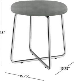 img 1 attached to 💺 Stylish Hillsdale Regan Round Backless Metal Vanity Stool with Gray Velvet Upholstered Seat