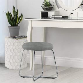 img 4 attached to 💺 Stylish Hillsdale Regan Round Backless Metal Vanity Stool with Gray Velvet Upholstered Seat
