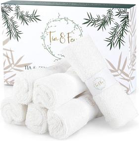 img 4 attached to 🧖 Tia & Fey Organic Bamboo Face Cloths Set of 6 – Soft Washcloths for Sensitive Skin + Makeup Remover + Absorbent & Reusable – 10 x 10 Inch (White)