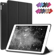 📱 roartz ipad air 2 case: black slim fit smart rubber coated folio with auto wake/sleep - lightweight hard shell cover for apple ipad air 2nd gen a1566/a1567 retina display logo