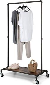 img 2 attached to 👕 Real Home Innovations Modern Industrial Style Garment Rack: Wood Shelf, Satin Pewter Finish