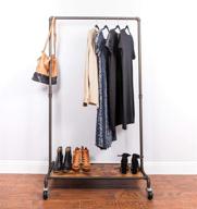 👕 real home innovations modern industrial style garment rack: wood shelf, satin pewter finish логотип