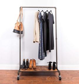 img 4 attached to 👕 Real Home Innovations Modern Industrial Style Garment Rack: Wood Shelf, Satin Pewter Finish