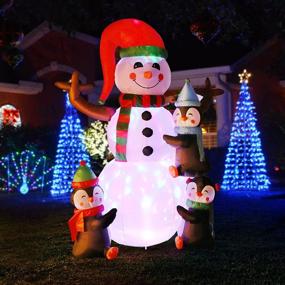 img 4 attached to VIVOHOME 6ft Christmas Inflatable Snowman and Penguins with Colorful Rotating LED Lights - Outdoor Yard Decoration with High SEO