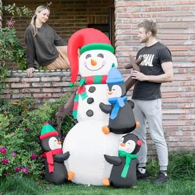 img 3 attached to VIVOHOME 6ft Christmas Inflatable Snowman and Penguins with Colorful Rotating LED Lights - Outdoor Yard Decoration with High SEO