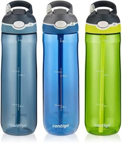 img 4 attached to 💦 Contigo Autospout Straw Ashland Water Bottle 24 Oz - Stormy Weather/Vibrant Lime/Monaco, 3-Pack: Ultimate Hydration on the Go!