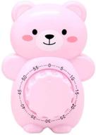 🐻 cute kitchen timer, caliamary bear mechanical timer, mini 55 mins animal timer for baking cooking - pink logo