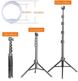 img 3 attached to 📸 12-Inch Dimmable LED Ring Light with Adjustable 67-Inch Tripod for YouTube, TikTok, Makeup, Photography, Live Streaming, Vlogging, Phone, and iPad