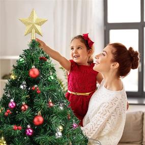img 2 attached to 🎄 Victostar Artificial Christmas Tree with 20 Decorative Balls, Star Tree Tops, 50 Warm Yellow LED Lights – Indoor Mini Xmas Pine Tree for Festive Decor (Big Ball)