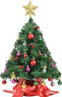 🎄 victostar artificial christmas tree with 20 decorative balls, star tree tops, 50 warm yellow led lights – indoor mini xmas pine tree for festive decor (big ball) logo