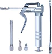 💡 compact 3oz mini grease gun with flexible hose and rigid connector - chrome pistol grip design logo