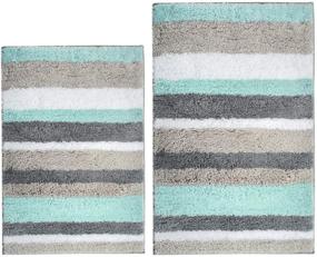 img 4 attached to 🛁 2-Piece HEBE Microfiber Bathroom Rugs Set - Non-Slip Shag Bath Mat Rug for Bathroom, Kitchen, and Bedroom - Washable - 26"x18" + 32"x20" - Pack of 2