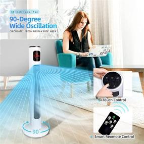 img 1 attached to 🌬️ Tower Fan with Remote Control, 90° Oscillating Bladeless Fan, 38 Inch, Quiet Operation with 3 Speeds, Large LED Display, 12-Hour Timer, 3 Modes, White Indoor Floor Fans for Home Bedroom Office Room