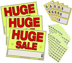img 4 attached to 🔆 Sunburst Systems 4185 EZ: Huge Sale Kit with 3 Big Signs, 600 Stickers, 15 Large Pre-Printed Labels - Neon Yellow, 15"x12" & .2