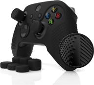 foamy lizard series pro controller skin for xbox series x & s - ergonomic soft silicone rubber gel grip case with anti-slip studded texture, 1 cover + 8 raised thumb grip caps (not for elite 1/2) - black logo