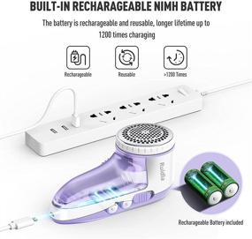 img 3 attached to 🧺 Ruidla Fabric Shaver Defuzzer, Electric Lint Remover, Rechargeable Sweater Shaver with Replaceable Stainless Steel Blades, Dual Protection, Removable Bin, Easy Fuzz, Lint, and Pill Removal