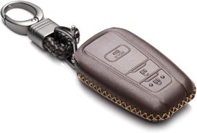 img 3 attached to 🔑 Vitodeco Leather Remote Key Fob Case Cover Protector for 2019 Toyota Corolla Hatchback, Rav 4, Avalon, Camry, Prius, C-HR - Brown (3 Buttons) + Key Chain