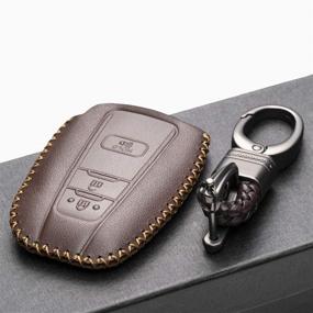 img 1 attached to 🔑 Vitodeco Leather Remote Key Fob Case Cover Protector for 2019 Toyota Corolla Hatchback, Rav 4, Avalon, Camry, Prius, C-HR - Brown (3 Buttons) + Key Chain