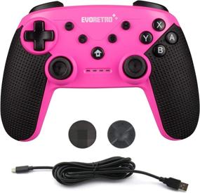 img 3 attached to 🎮 EVO Retro Wireless Bluetooth Pro Controller for Nintendo Switch/PC with Gyro Axis, Turbo Buttons (Pink)