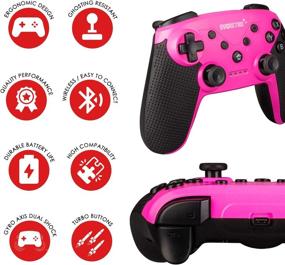 img 1 attached to 🎮 EVO Retro Wireless Bluetooth Pro Controller for Nintendo Switch/PC with Gyro Axis, Turbo Buttons (Pink)