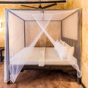 img 3 attached to 🦟 Premium Universal Mosquito Net for Single to King-Sized Beds – Dual Side Openings, 6 Hanging Loops – Stylish Rectangular Shape for Home or Travel – Complete Bed Canopy Kit & Carrying Bag Included
