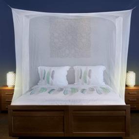 img 4 attached to 🦟 Premium Universal Mosquito Net for Single to King-Sized Beds – Dual Side Openings, 6 Hanging Loops – Stylish Rectangular Shape for Home or Travel – Complete Bed Canopy Kit & Carrying Bag Included