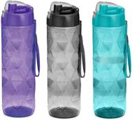 🚴 sports water bottle 3 pack -35 oz for adults | leakproof bpa-free wide-mouth | carry handles, ideal for cycling, camping, gym, yoga, fitness, hiking logo