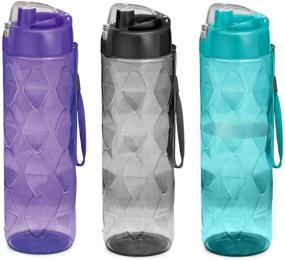 img 4 attached to 🚴 Sports Water Bottle 3 Pack -35 oz for Adults | Leakproof BPA-Free Wide-Mouth | Carry Handles, Ideal for Cycling, Camping, Gym, Yoga, Fitness, Hiking