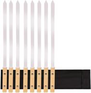 🍢 redcamp wood handle kabob skewers - 23-inch stainless steel reusable bbq skewers for grilling (set of 8) - brazilian-style barbecue metal skewers with convenient bag logo