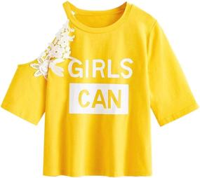 img 4 attached to T Shirt Digging Shoulder Applique Pattern Girls' Clothing