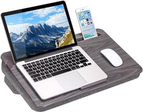 img 4 attached to 📚 LapGear Elevation Lap Desk with Booster Cushion -Gray Woodgrain - 17.3 Inch Laptop Compatibility - Style No. 87965