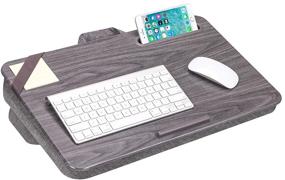 img 2 attached to 📚 LapGear Elevation Lap Desk with Booster Cushion -Gray Woodgrain - 17.3 Inch Laptop Compatibility - Style No. 87965