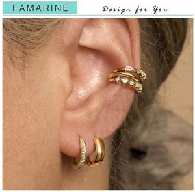 img 1 attached to FAMARINE Plated Huggie Earrings Minimalist