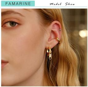 img 2 attached to FAMARINE Plated Huggie Earrings Minimalist