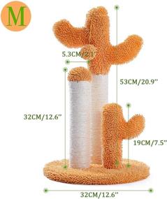 img 3 attached to 🌵 Made4Pets Cactus Cat Scratching Post - Interactive Cat Scratcher with 3 Poles and Dangling Ball for Cats and Kittens