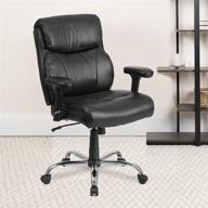 💺 flash furniture hercules series big & tall 400 lb. rated black leathersoft ergonomic task office chair with clean line stitching and arms: ultimate comfort and durability for heavy-duty use логотип