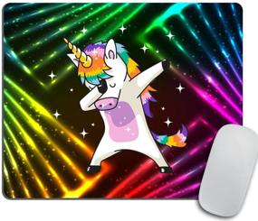 img 1 attached to 🦄 Funny Unicorn Mouse Pad - Custom Design Gaming Mouse Mat with Rubber Base, Rectangle Mousepad - Oblong Shape