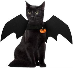 img 4 attached to PetLoft Cat Halloween Costume Bat Wings with 2 Pumpkin Bells – Adjustable for Cats and Small Dogs