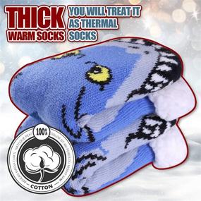 img 1 attached to DOSKONI Kids Boys Girls Fuzzy Slipper Socks | Cute Animal Soft Warm Thick Winter Socks | Children's Non-Skid Home Socks with Fleece Lining