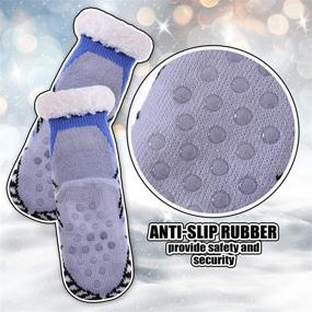 img 2 attached to DOSKONI Kids Boys Girls Fuzzy Slipper Socks | Cute Animal Soft Warm Thick Winter Socks | Children's Non-Skid Home Socks with Fleece Lining